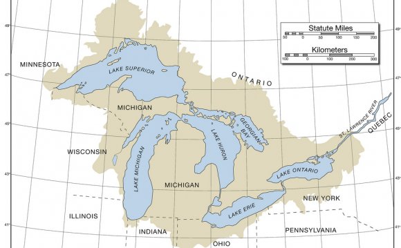 Map of the Great Lakes with