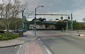 Be cautious crossing under these bridges. Drivers are not looking for cyclists. [IMAGE: Google Streetview]