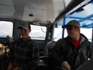 Father and son fishing on Lake Superior