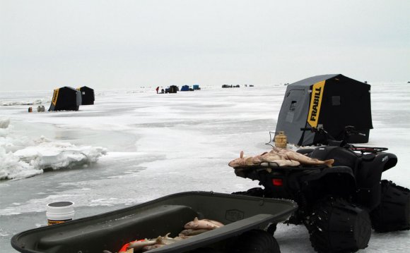 Ice fishing on Lake Erie