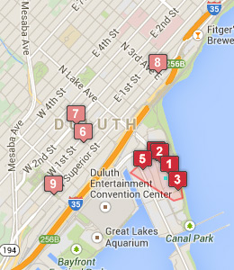 Map of Duluth, MN hotels