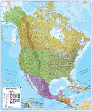 Ontario On a Large Wall Map of North America