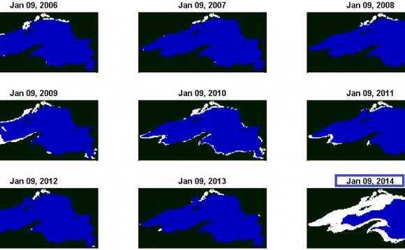 Ice coverage Great Lakes