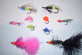 Some examples of flies for salmon fishing.