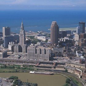 The heart of Cleveland sits right by Lake Erie.
