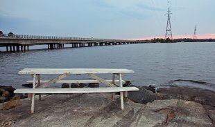 The Noden Causeway stretches 5.5 kms over Rainy Lake