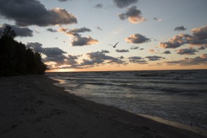 The sunset scene as captured by the camera using automatic exposure and white balance settings.