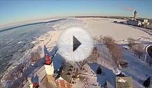 Dunkirk Lighthouse at Point Gratiot on Lake Erie winter